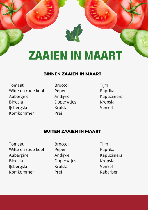 moestuin, zaaien maart 